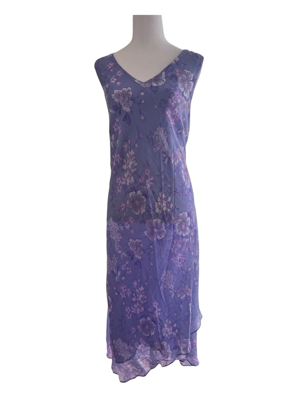 Studio I Lavender Floral V-Neck Midi Dress Plus Size 16W FITS LARGE